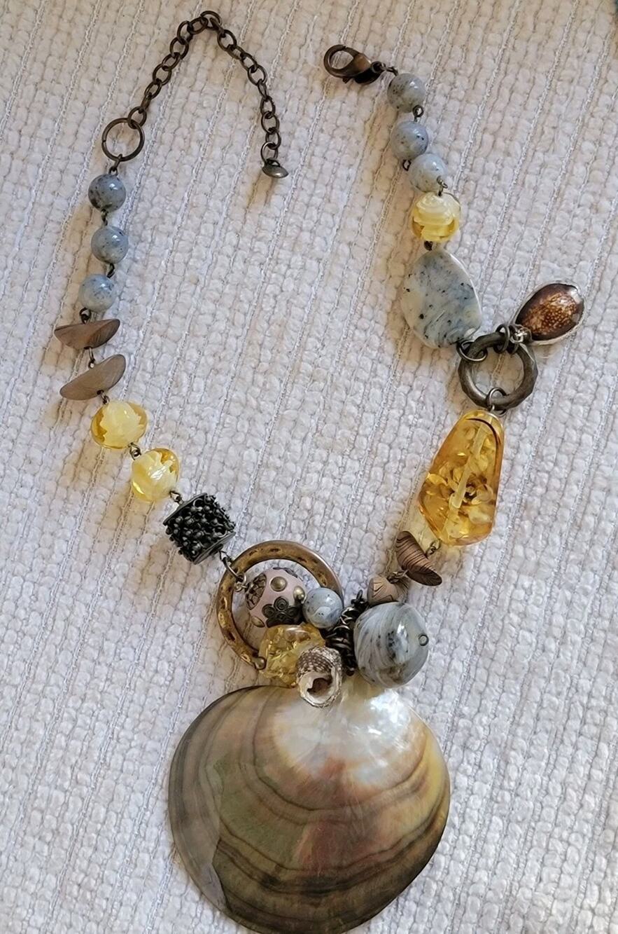 Vintage Chico's Statement Necklace With Natural Shell